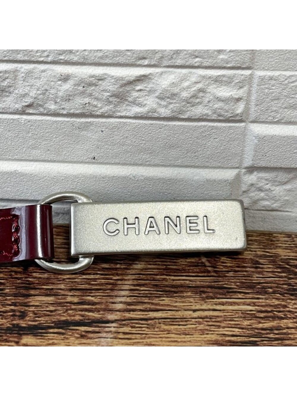 Chanel Enamel Leather Silver Buckle Belt Bordeaux - Picture 7 of 10